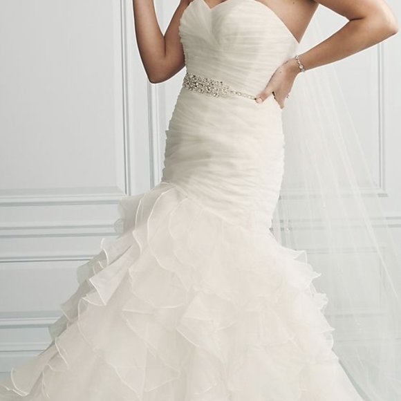 organza mermaid wedding dress with ruffled skirt